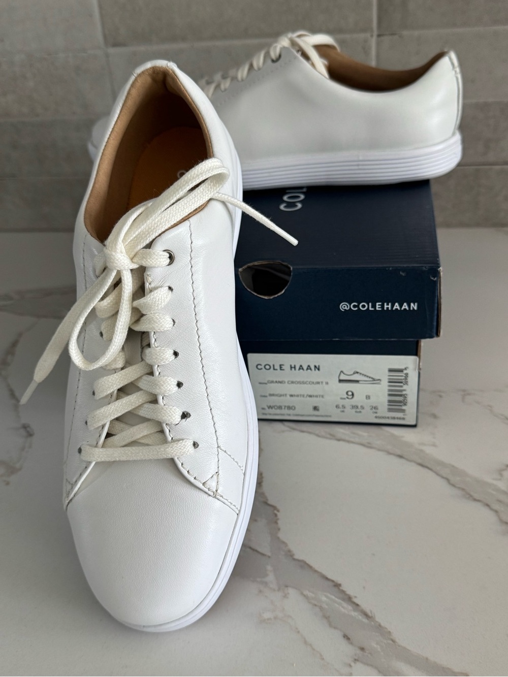 Cole Haan Women’s GRAND CROSSCOURT II White Leather Low-Top Sneakers